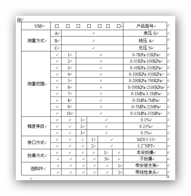 规格与型号